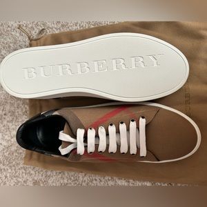 Burberry Cotton and Leather Sneakers